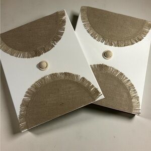 Fringed Canvas Art Set in White and Tan